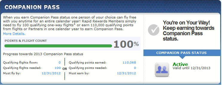 Southwest Companion Pass Summary