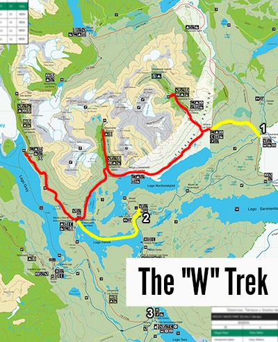Hiking maps: The W Trek - Torres del Paine National Park, Chile