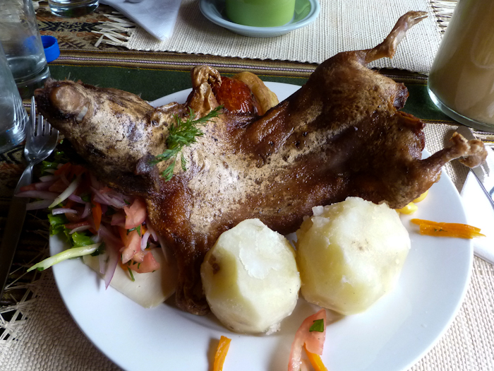 Eating a guinea pig in Peru