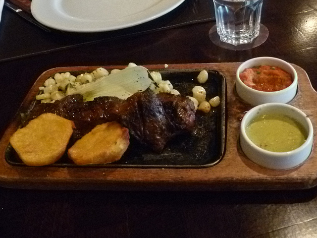 Beef heart anticuchos at Panchita, Gaston Acurio restaurant in Lima, Peru