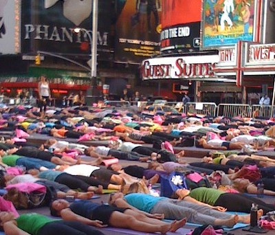 Yoga in Times Square, New York