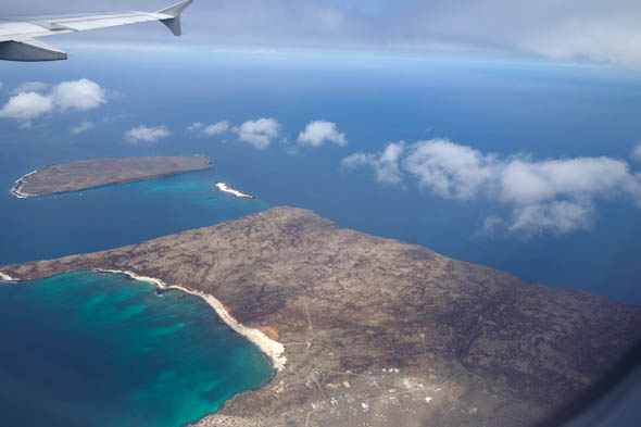 islas baltra and seymour from the air