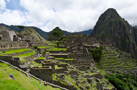 Tourists fill the streets of the remote Incan city of Machu Picchu