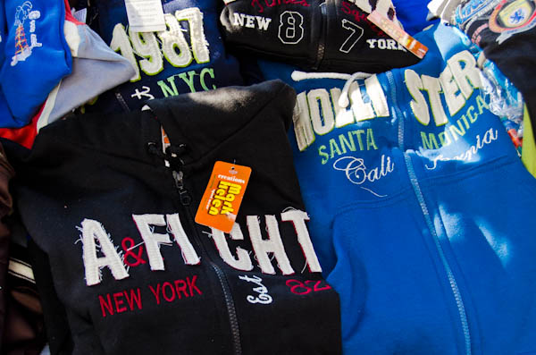 Knockoff Sweatshirts in the Otavalo Market