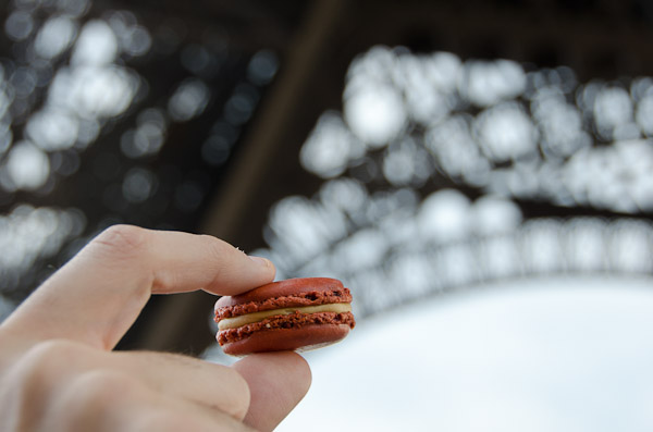 Carette's salted caramel macaron, in line for the Eiffel Tower
