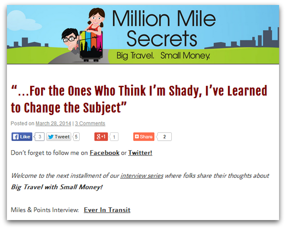 Million Mile Secrets Interview