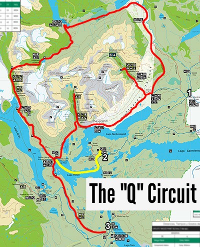 Hiking maps: The Q Circuit - Torres del Paine National Park
