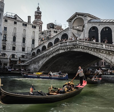 Gondolier Under the Rialto Bridge, Venice