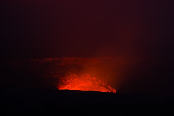 Hawaii Volcanoes National Park, Kilauea Caldera after dark