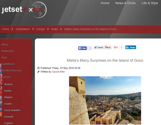 My Gozo Article on Jetset Extra