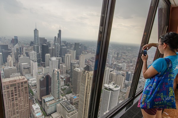 View from the John Hancock Center Sky Lounge bathroom